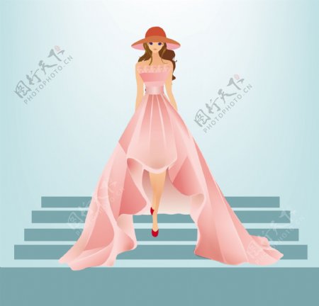漂亮粉色礼服背景图