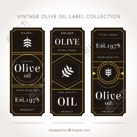棕色和黄色橄榄油标签的复古风格