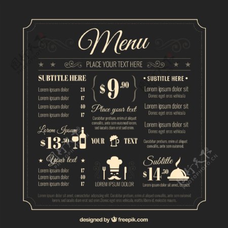 餐厅黑板菜单矢量