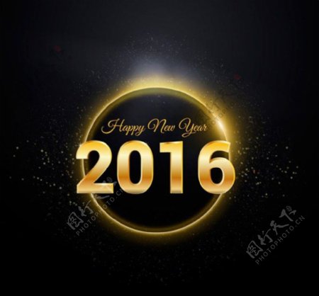 2016年金色圆环贺卡矢量素材