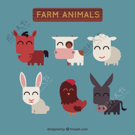 平板设计中的农场动物