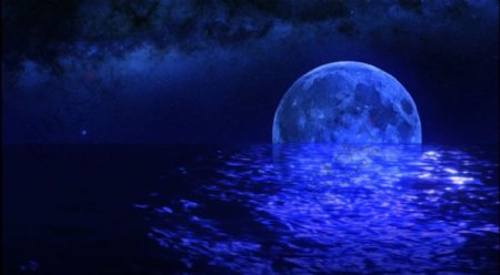 蓝色湖畔月亮舞蹈背景
