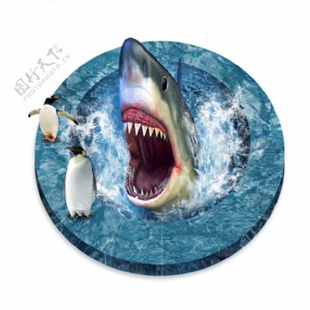 鲨鱼3D壁画