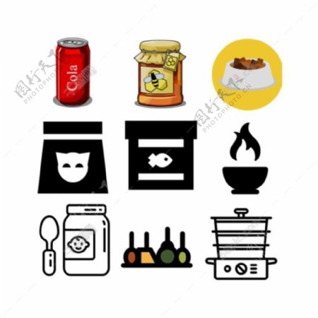 饮料饮品食品厨具icon图标素材