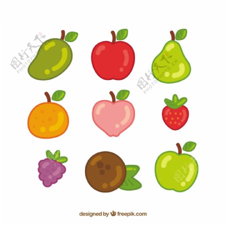 手绘美味的夏季水果图标