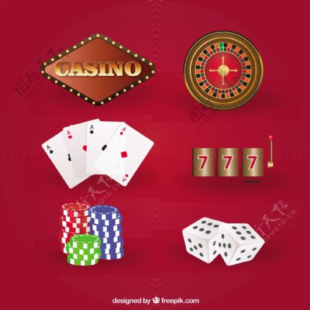 赌场游戏图标矢量素材