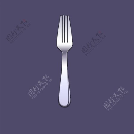 叉子图标西餐厅元素银光叉子刀叉子