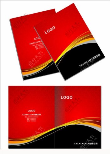 红色企业画册封面设计矢量素材