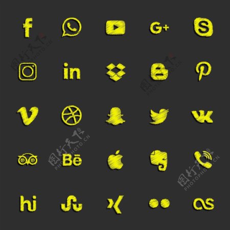 黄色社交网络图标