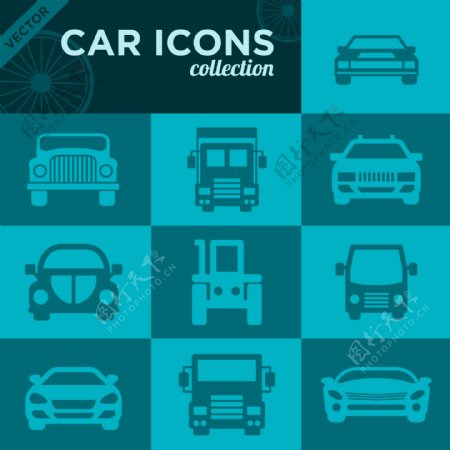 卡通汽车扁平图标icon设计矢量素材