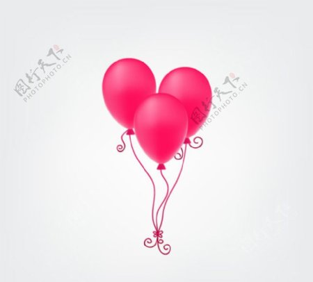 3个粉色气球束