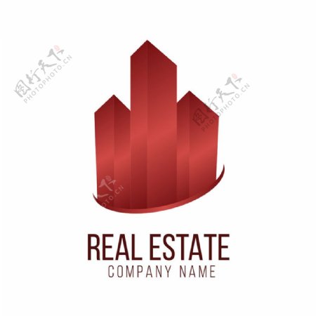地产红色建筑标志图片