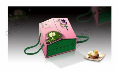 端午节荷花水墨风粽子盒包装设计
