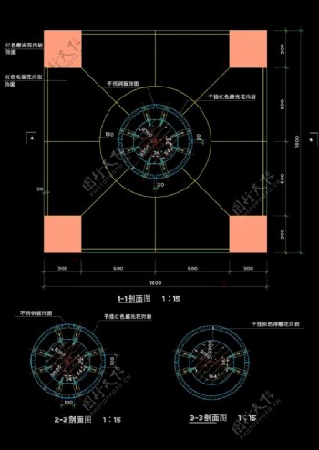 雕塑建筑剖面cad素材