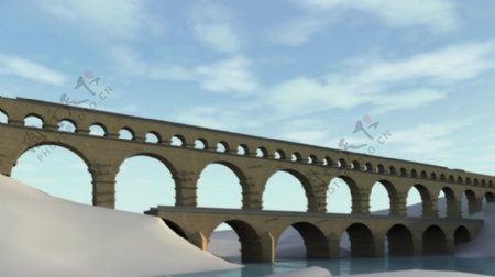 三维动画建筑桥视频