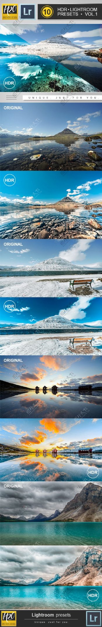 10款风景照片质感HDR效果PS动作