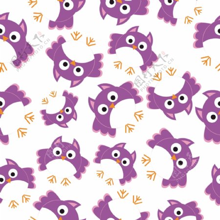 紫色猫头鹰装饰图案背景