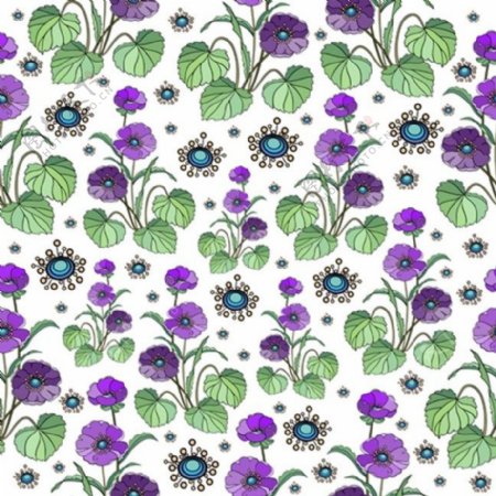 漂亮绿叶紫色鲜花背景图