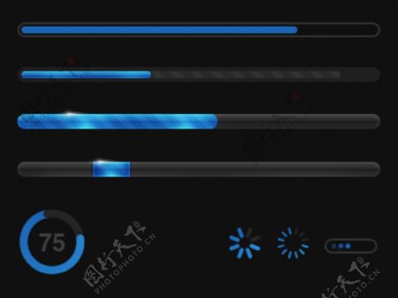 蓝色进度条手机UI创意进度条素材下载