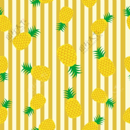 黄色菠萝装饰图案背景