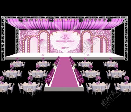 紫色系婚礼效果图