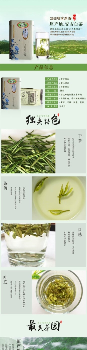 具有中国风特色的简约版安吉白茶茶叶详情页