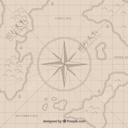 指南针海盗宝藏地图