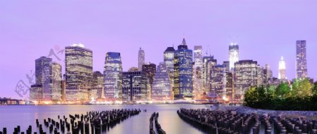 海上纽约夜景图片