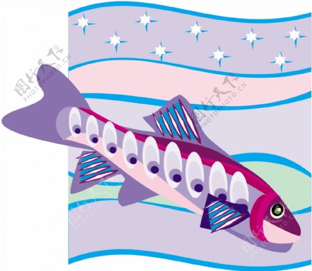 五彩小鱼水生动物矢量素材EPS格式0620