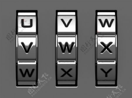 vwx英文字母密码锁滚轮