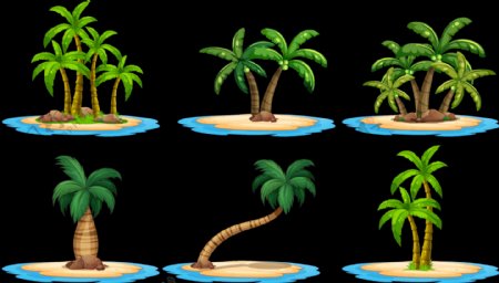 棕榈树椰子树小岛免抠png透明图层素材