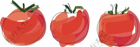 西红柿水彩手绘风格蔬菜矢量素材