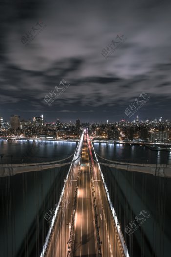 美国曼哈顿大桥夜景图片