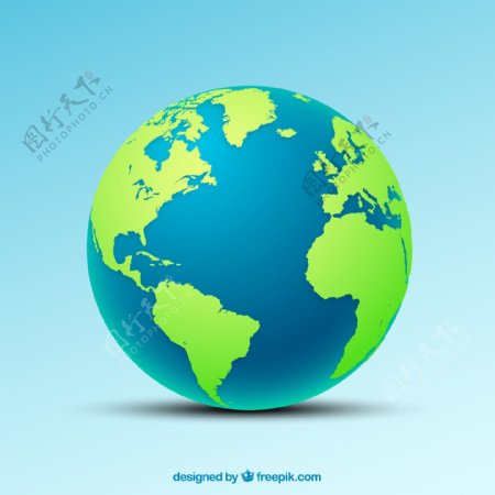 精美卡通藍色地球矢量圖