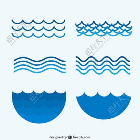 6款蓝色波浪设计矢量素材图片
