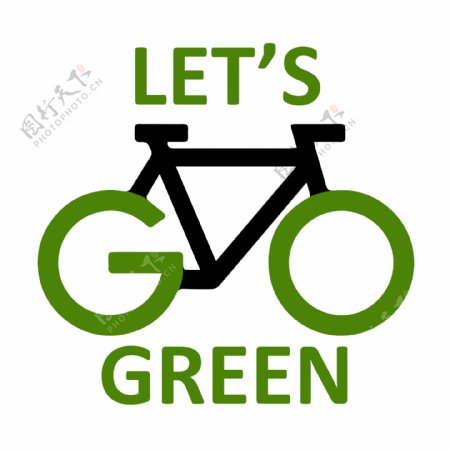 绿色手绘自行车图片