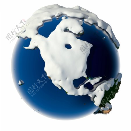 积雪覆盖的北美洲和俄罗斯图片