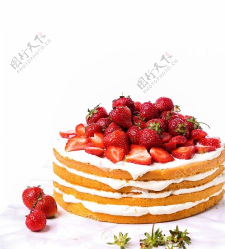 草莓蛋糕摄影图片