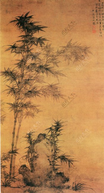 水墨竹子风景画图片