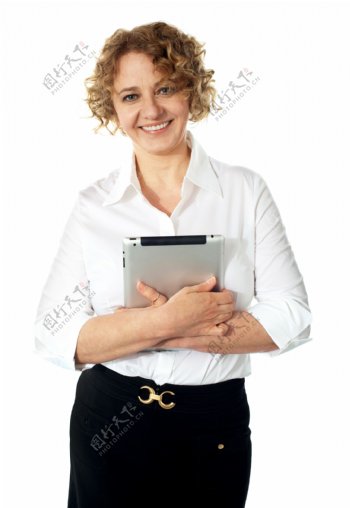抱着平板电脑的商务美女图片