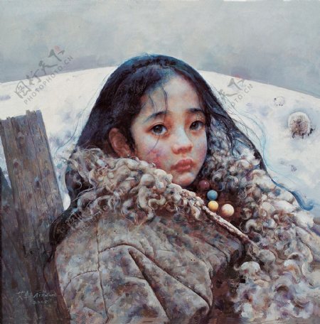 藏族姑娘油画写生图片