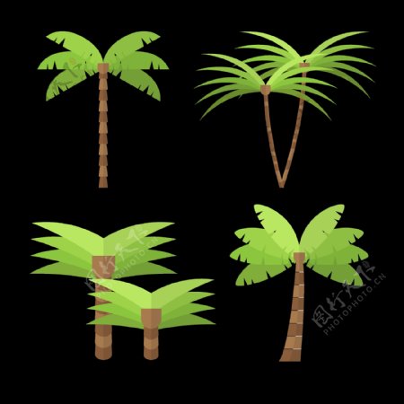 扁平风格棕榈树椰子树免抠png透明素材