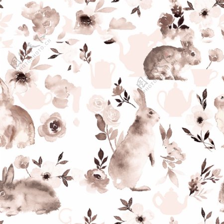兔子花草图片