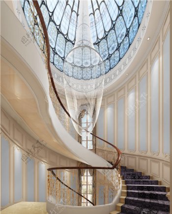 欧式时尚室内楼梯吊顶设计图