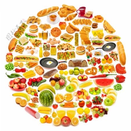 蔬菜水果与快餐图片