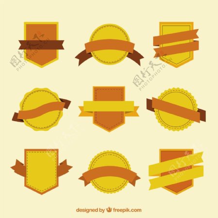 黄色和橙色徽章