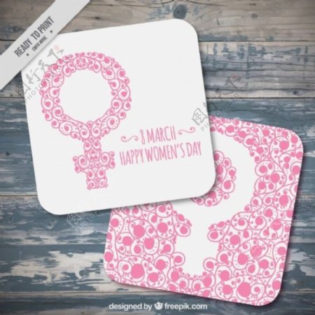 女性的一天漂亮的粉红色符号卡