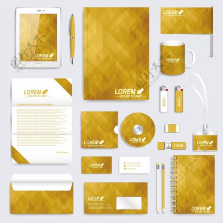 企业黄色系VI设计模板矢量素材