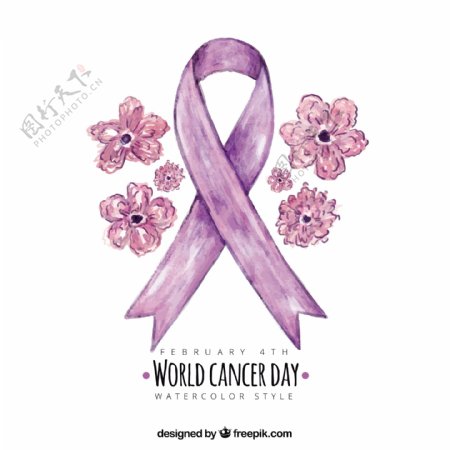 世界癌症日的紫丝带