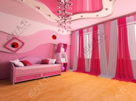 粉红房间装修设计图片